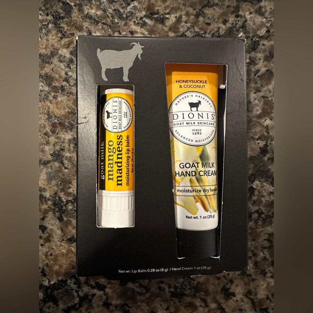 Dionis Goat Milk Skincare Honeysuckle Coconut Hand Cream Mango Lip Balm NEW - Picture 1 of 3